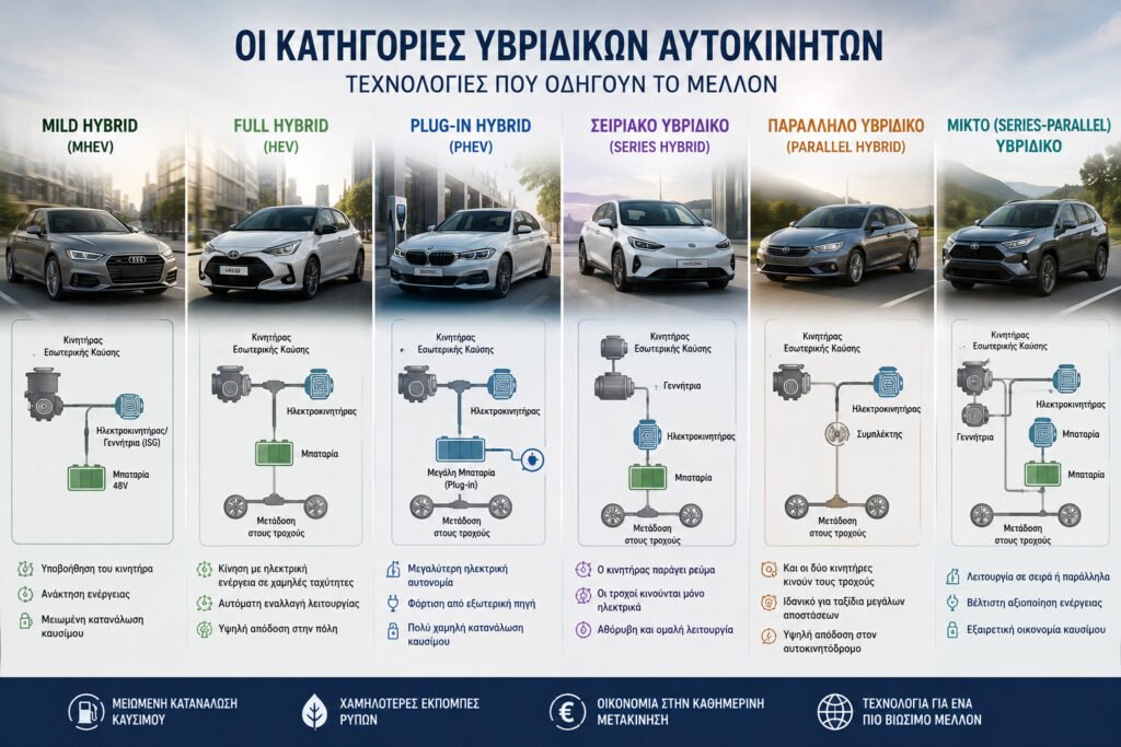 Ο απόλυτος οδηγός για τα υβριδικά αυτοκίνητα: κατηγορίες, τεχνολογίες και εξελίξεις